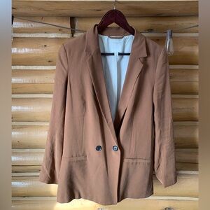H&M Cappuccino Brown Double-Breasted Blazer